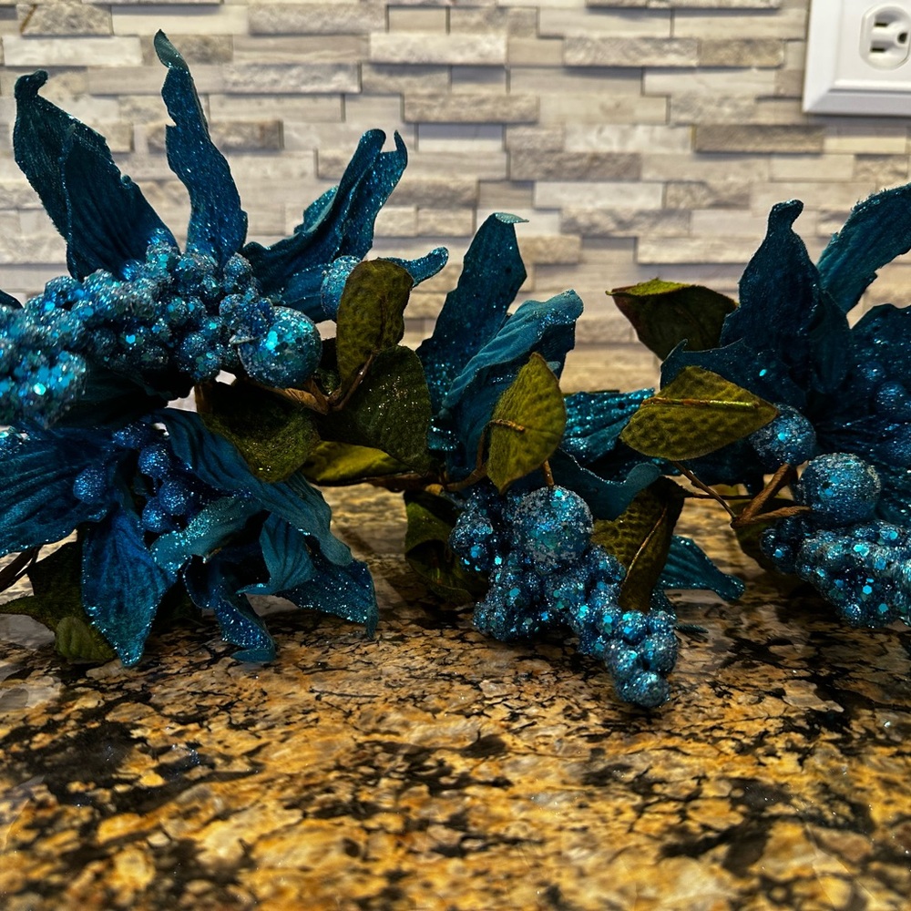 Blue Floral Home Accent Decor